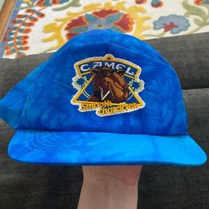 Vintage 1980s Joe camel smooth character, nylon tie-dye hat